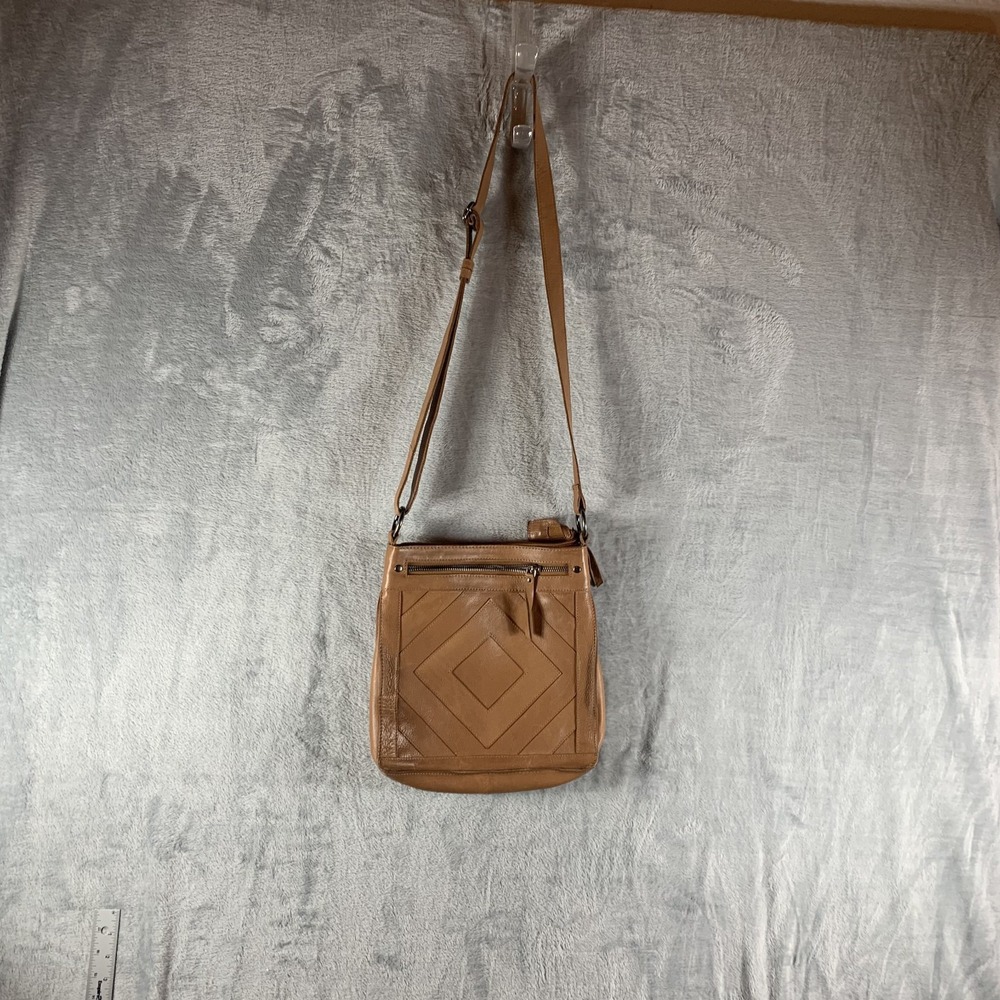 Lucky‎ Brand Women's Purse Crossbody Bag Tan Leather Boho Festival Zip Closure